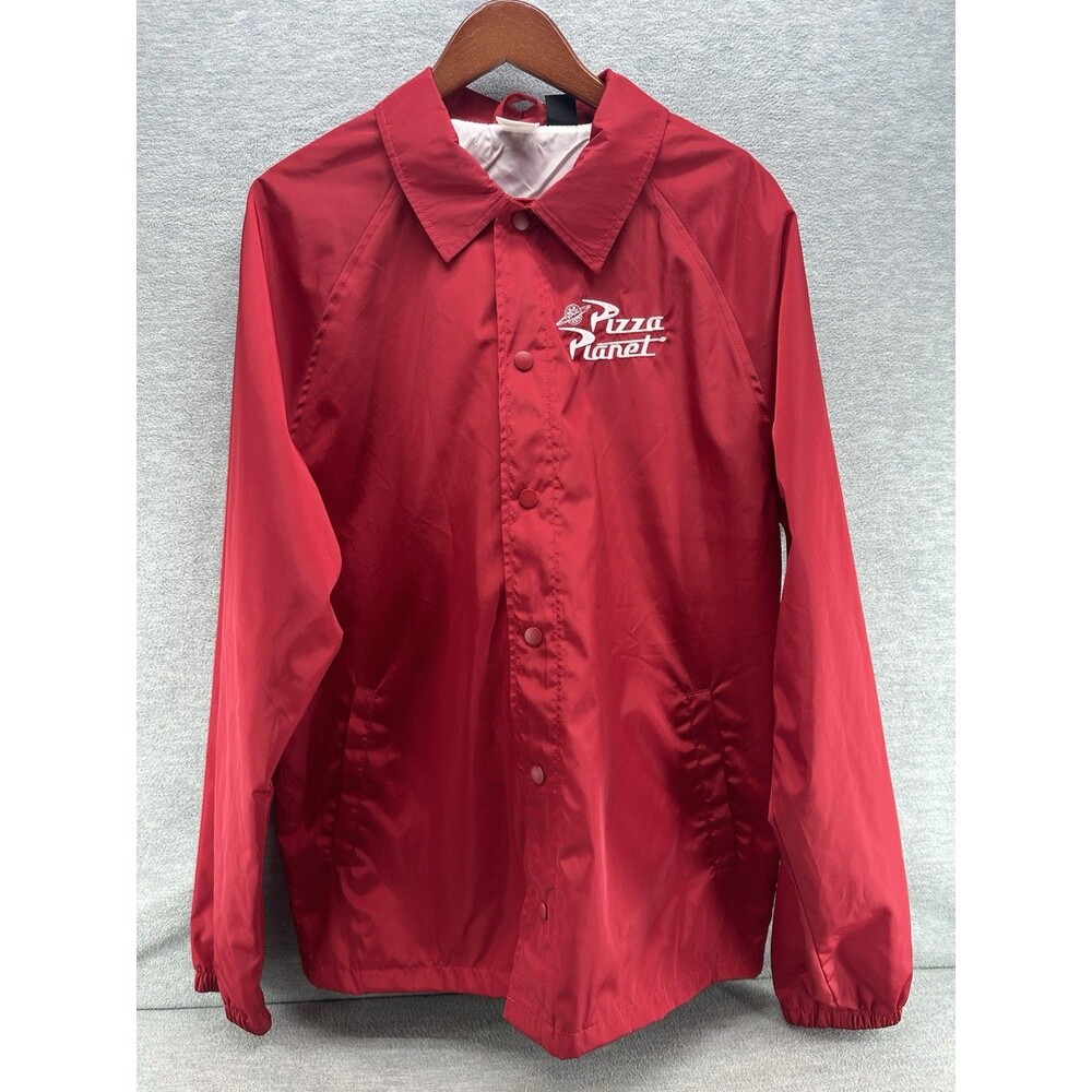 DISNEY PIXAR - Men's Pizza Planet Red Snap Button Windbreaker Jacket XL A57